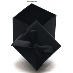 1-4 Luxurious Small Black Cube Ring, Earrings Or Cufflink Gift Box With Satin Ribbon Bow 4.9.cm (1.9 Inches)